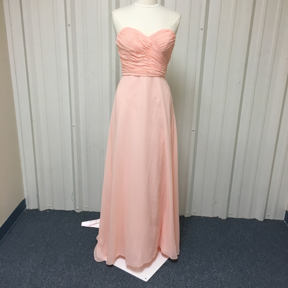 Strapless Blush Pink Chiffon Bridesmaid Dress Maxi